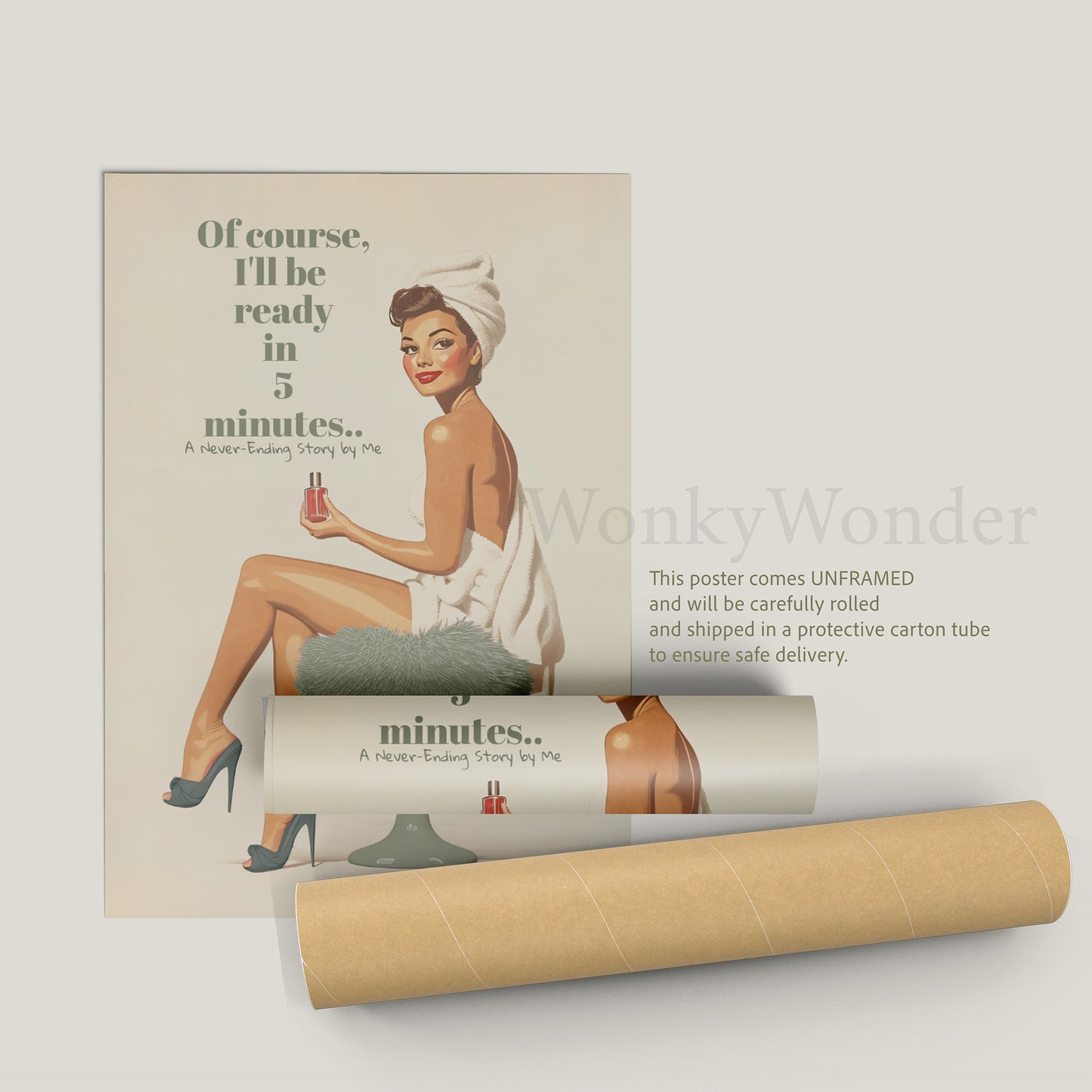 "Ready in 5 minutes..." Custom Text Print