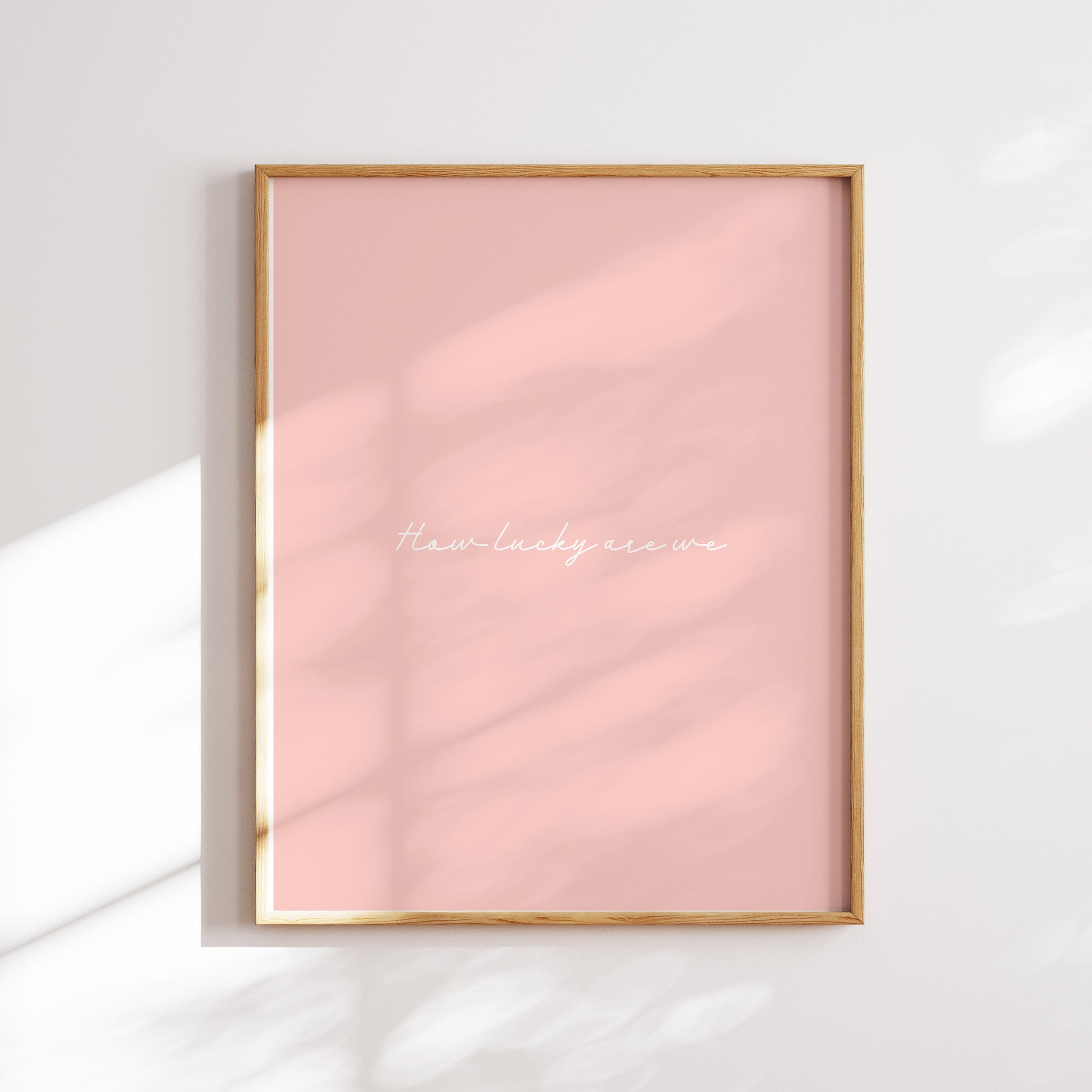 Baby pink minimalistic-style 'How Lucky Are We?' digital download poster. Whether you're sprucing up your living room, bedroom, dorm or office, this print will add a warm and thoughtful touch to your space. The best part? You can download it instantly.
Shop cool wall art by WonkyWonder now.