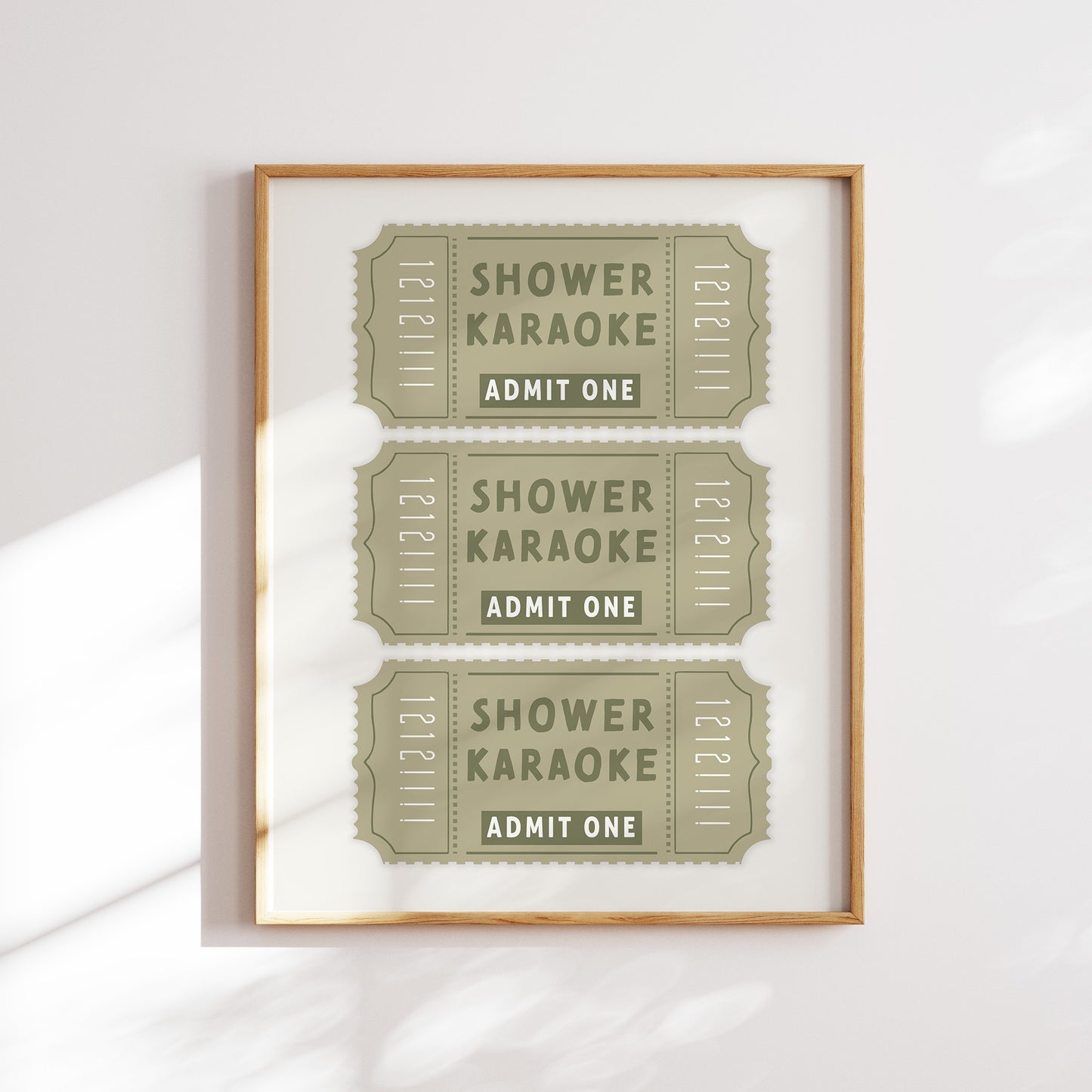 olive green and cream shower karaoke printable boho bathroom wall decor 