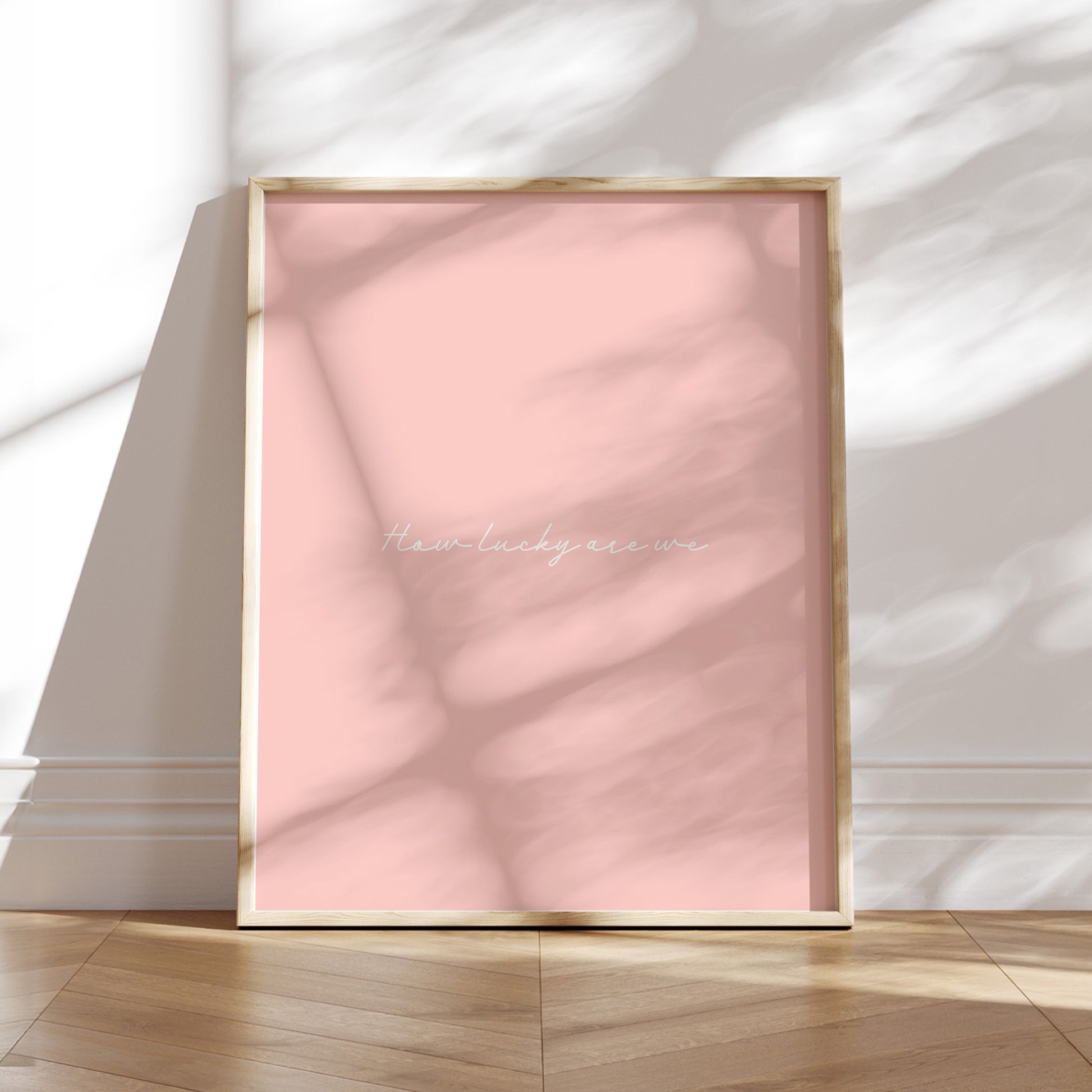 Baby pink minimalistic-style 'How Lucky Are We?' digital download poster. Whether you're sprucing up your living room, bedroom, dorm or office, this print will add a warm and thoughtful touch to your space. The best part? You can download it instantly.
Shop cool wall art by WonkyWonder now.